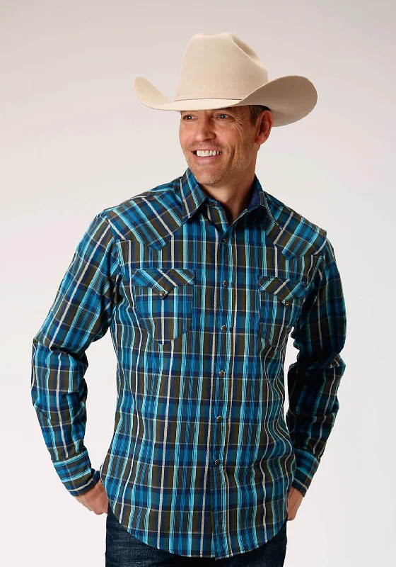 Men's Graphic - Printed Casual Shirts with Pop - Culture References for a Fun and Stylish LookRoper Mens Diamond Dobby Plaid Blue 100% Cotton L/S Shirt Men's Graphic - Printed Casual Shirts with Pop - Culture References for a Fun and Stylish LookRoper Mens Diamond Dobby Plaid Blue 100% Cotton L/S Shirt