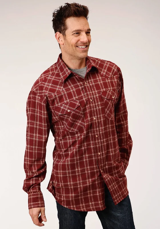 Men's Moisture - Wicking Performance Fabric Casual Shirts for Outdoor ActivitiesRoper Mens Wine 100% Cotton Unlined Flannel Plaid L/S Tall Shirt Men's Moisture - Wicking Performance Fabric Casual Shirts for Outdoor ActivitiesRoper Mens Wine 100% Cotton Unlined Flannel Plaid L/S Tall Shirt