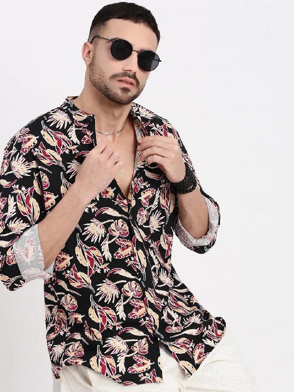 Men's Organic Cotton Casual Shirts with a Soft Handfeel for Everyday ComfortMen Black Printed Slim Fit Shirt Men's Organic Cotton Casual Shirts with a Soft Handfeel for Everyday ComfortMen Black Printed Slim Fit Shirt