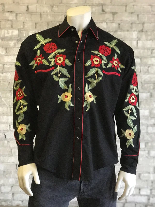 Men's Short - Sleeve Linen Casual Shirts in Light Khaki for a Breathable Summer OptionRockmount Mens Black 100% Cotton Floral Embroidery L/S Shirt Men's Short - Sleeve Linen Casual Shirts in Light Khaki for a Breathable Summer OptionRockmount Mens Black 100% Cotton Floral Embroidery L/S Shirt