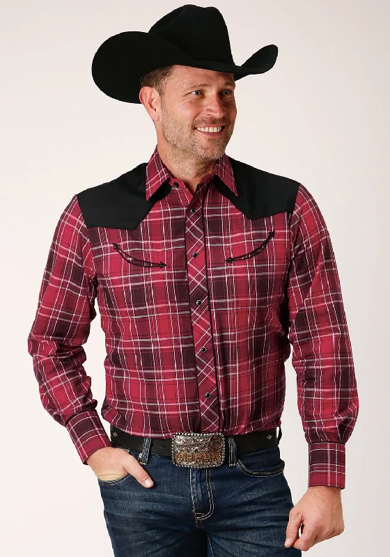 Plus Size Men's Plaid Flannel Casual Shirts in Earth Tones for a Cozy Fall OutfitRoper Mens Contrast Fancy Yoke Red Cotton Blend L/S Shirt Plus Size Men's Plaid Flannel Casual Shirts in Earth Tones for a Cozy Fall OutfitRoper Mens Contrast Fancy Yoke Red Cotton Blend L/S Shirt