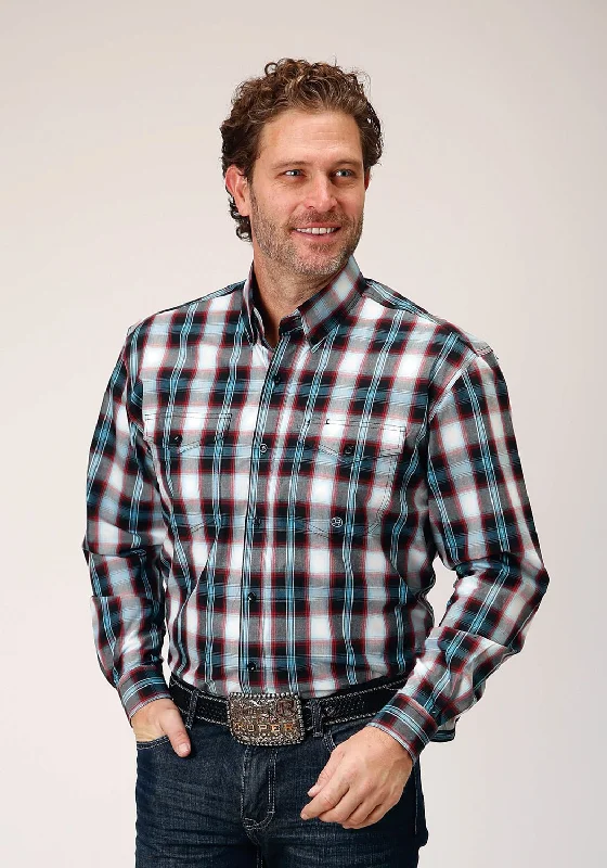 Plus Size Men's Plaid Flannel Casual Shirts in Earth Tones for a Cozy Fall OutfitRoper Mens West Plaid Black 100% Cotton L/S Shirt Plus Size Men's Plaid Flannel Casual Shirts in Earth Tones for a Cozy Fall OutfitRoper Mens West Plaid Black 100% Cotton L/S Shirt