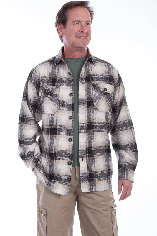 Men's Slim - Fit Printed Floral Casual Shirts in Pastel Colors for a Spring - Inspired VibeScully Mens Black/White 100% Cotton Brawny Plaid L/S Shirt Men's Slim - Fit Printed Floral Casual Shirts in Pastel Colors for a Spring - Inspired VibeScully Mens Black/White 100% Cotton Brawny Plaid L/S Shirt