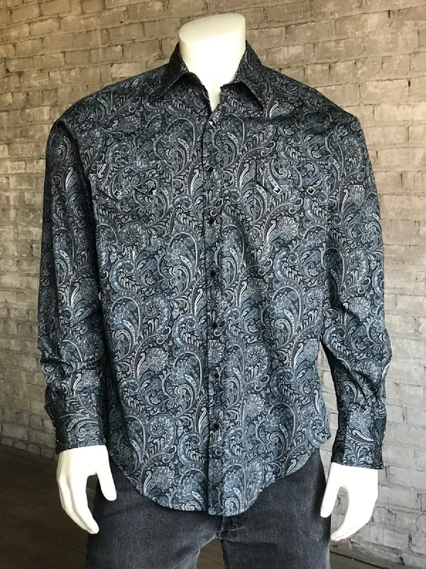 Men's Graphic - Printed Casual Shirts with Pop - Culture References for a Fun and Stylish LookRockmount Mens Navy 100% Cotton Paisley Print Western L/S Shirt Men's Graphic - Printed Casual Shirts with Pop - Culture References for a Fun and Stylish LookRockmount Mens Navy 100% Cotton Paisley Print Western L/S Shirt