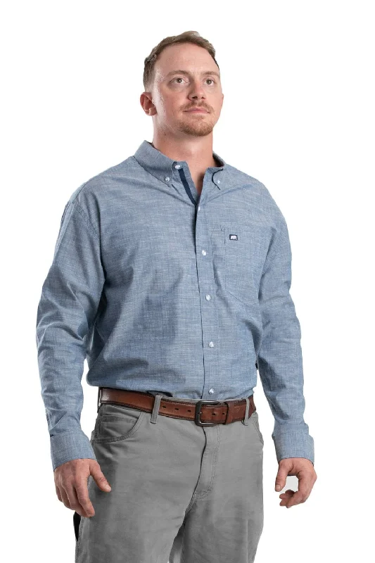 Men's Retro - Style Hawaiian Print Casual Shirts in Bold Patterns for a Tropical VacationBerne Mens Chambray Blue Cotton Blend Foreman Flex Chambray Button Down Shirt L/S Men's Retro - Style Hawaiian Print Casual Shirts in Bold Patterns for a Tropical VacationBerne Mens Chambray Blue Cotton Blend Foreman Flex Chambray Button Down Shirt L/S