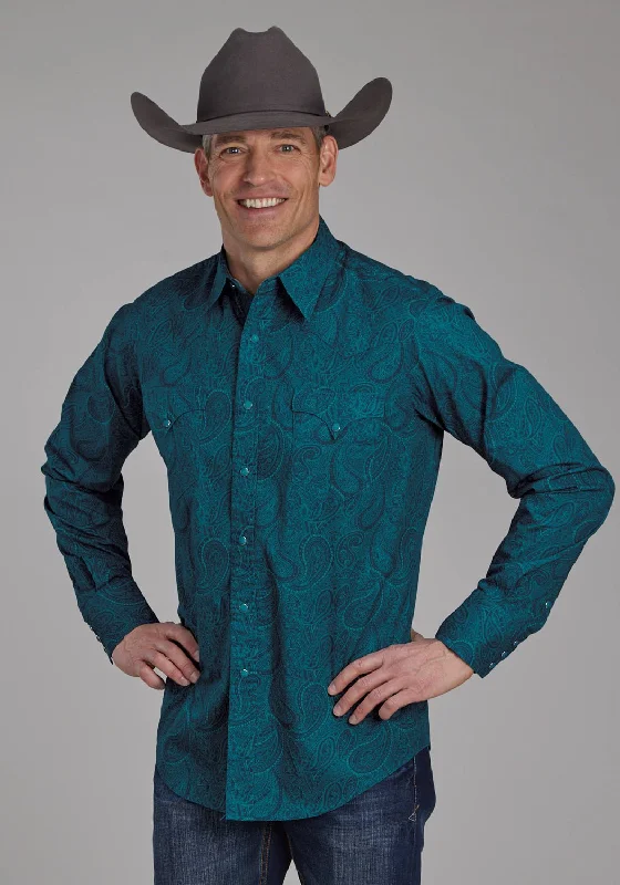 Men's Embroidered Detail Casual Shirts in Beige for a Touch of EleganceRoper Mens 2167 Tonal Paisley Green 100% Cotton L/S Shirt Men's Embroidered Detail Casual Shirts in Beige for a Touch of EleganceRoper Mens 2167 Tonal Paisley Green 100% Cotton L/S Shirt