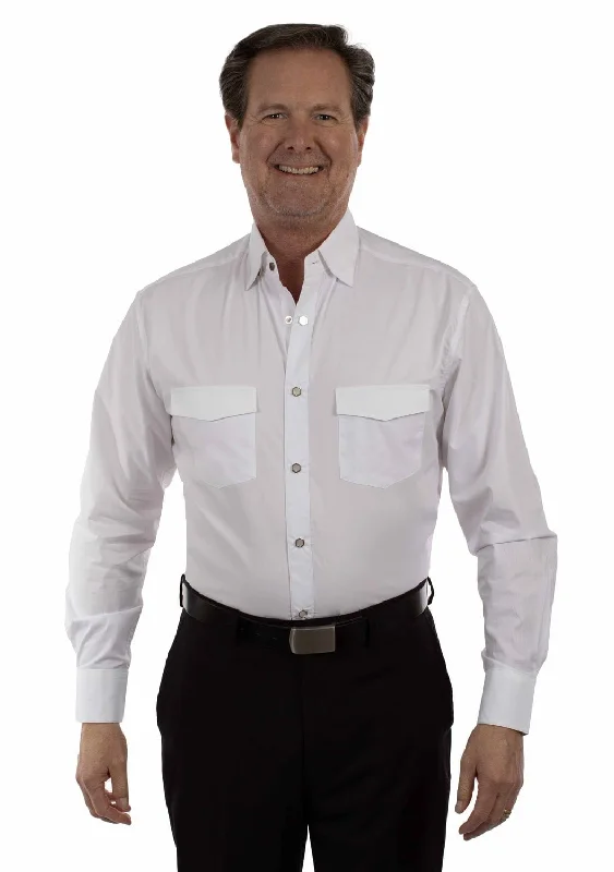 Men's Organic Cotton Casual Shirts with a Soft Handfeel for Everyday ComfortScully Mens Premium Poplin White 100% Cotton L/S Shirt Men's Organic Cotton Casual Shirts with a Soft Handfeel for Everyday ComfortScully Mens Premium Poplin White 100% Cotton L/S Shirt