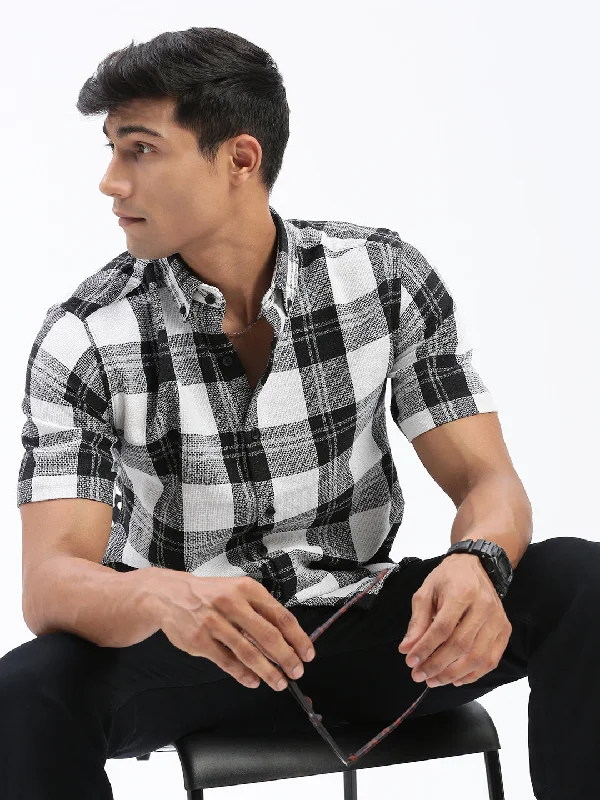 Men's Button - Down Oxford Casual Shirts in Crisp White for a Classic and Versatile StyleMen Checked Black Slim Fit Shirt Men's Button - Down Oxford Casual Shirts in Crisp White for a Classic and Versatile StyleMen Checked Black Slim Fit Shirt