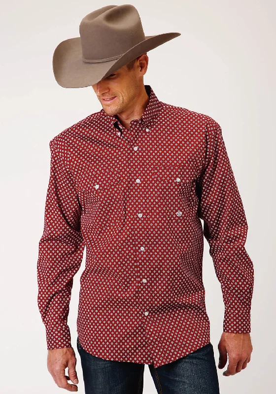 Men's Thermal - Lined Casual Shirts in Black for Added Warmth in Cold WeatherRoper Mens Wine Cotton Blend Diamond Poplin BD L/S Btn Shirt Men's Thermal - Lined Casual Shirts in Black for Added Warmth in Cold WeatherRoper Mens Wine Cotton Blend Diamond Poplin BD L/S Btn Shirt