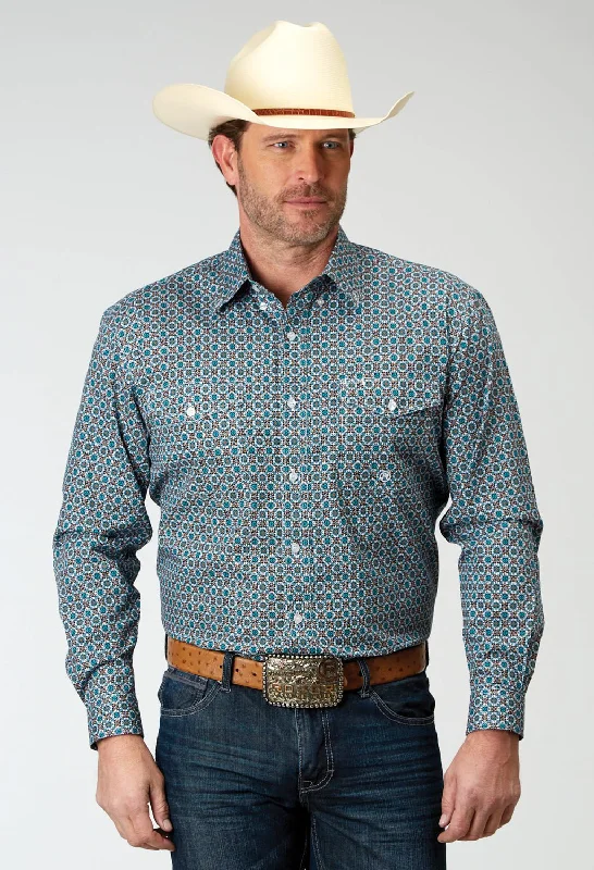 Men's Button - Down Oxford Casual Shirts in Crisp White for a Classic and Versatile StyleRoper Mens Frontier Foulard Multi-Color 100% Cotton L/S Shirt Men's Button - Down Oxford Casual Shirts in Crisp White for a Classic and Versatile StyleRoper Mens Frontier Foulard Multi-Color 100% Cotton L/S Shirt