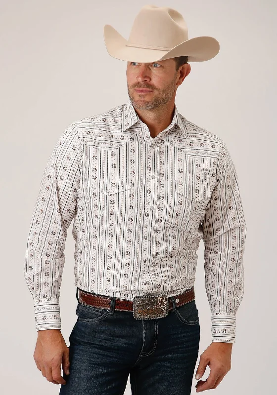 Men's Short - Sleeve Linen Casual Shirts in Light Khaki for a Breathable Summer OptionRoper Mens 1501 Wallpaper Stripe Brown/Blue Cotton Blend Tall L/S Shirt Men's Short - Sleeve Linen Casual Shirts in Light Khaki for a Breathable Summer OptionRoper Mens 1501 Wallpaper Stripe Brown/Blue Cotton Blend Tall L/S Shirt