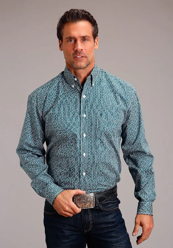 Men's Tailored Fit Checkered Casual Shirts in Multicolor for a Smart - Casual EnsembleStetson Mens Hex Key Print Green 100% Cotton L/S Shirt Men's Tailored Fit Checkered Casual Shirts in Multicolor for a Smart - Casual EnsembleStetson Mens Hex Key Print Green 100% Cotton L/S Shirt