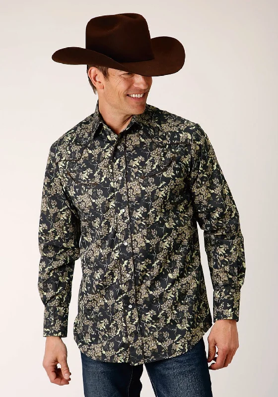 Men's Stretch - Fabric Casual Shirts in Navy Blue for a Comfortable and Flexible FitRoper Mens Vintage Dark Floral Black Cotton Blend L/S Shirt Men's Stretch - Fabric Casual Shirts in Navy Blue for a Comfortable and Flexible FitRoper Mens Vintage Dark Floral Black Cotton Blend L/S Shirt