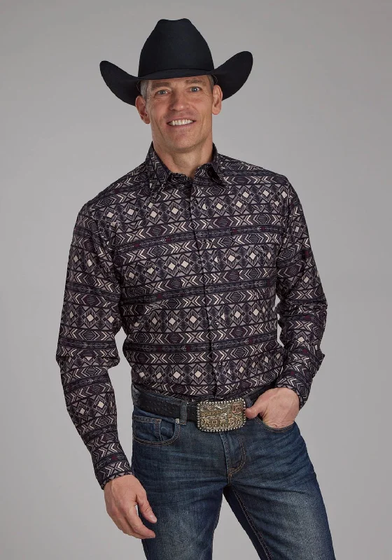 Men's Moisture - Wicking Performance Fabric Casual Shirts for Outdoor ActivitiesRoper Mens Pop Color Aztec Grey 100% Cotton L/S Shirt Men's Moisture - Wicking Performance Fabric Casual Shirts for Outdoor ActivitiesRoper Mens Pop Color Aztec Grey 100% Cotton L/S Shirt