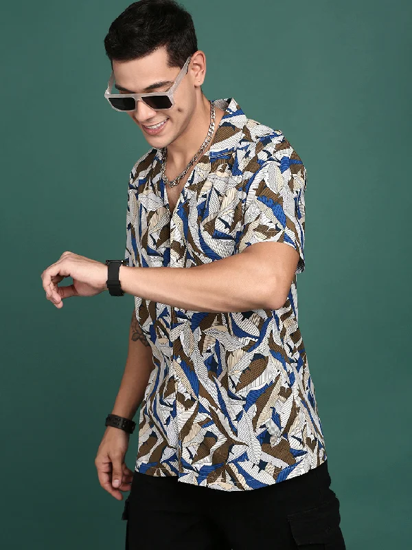 Men's Embroidered Detail Casual Shirts in Beige for a Touch of EleganceMen Cuban Collar Floral Multi Relaxed Fit Shirt Men's Embroidered Detail Casual Shirts in Beige for a Touch of EleganceMen Cuban Collar Floral Multi Relaxed Fit Shirt