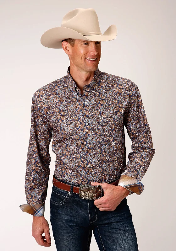 Men's Slim - Fit Printed Floral Casual Shirts in Pastel Colors for a Spring - Inspired VibeRoper Mens Blue 100% Cotton Country Paisley BD L/S 1 Pkt Shirt Men's Slim - Fit Printed Floral Casual Shirts in Pastel Colors for a Spring - Inspired VibeRoper Mens Blue 100% Cotton Country Paisley BD L/S 1 Pkt Shirt