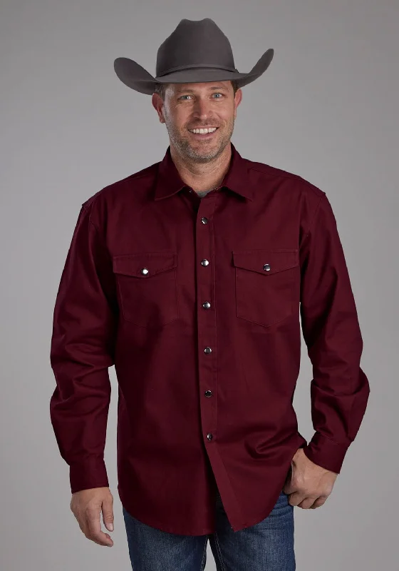 Men's Organic Cotton Casual Shirts with a Soft Handfeel for Everyday ComfortRoper Mens Brushed Twill Wine 100% Cotton L/S Shirt Men's Organic Cotton Casual Shirts with a Soft Handfeel for Everyday ComfortRoper Mens Brushed Twill Wine 100% Cotton L/S Shirt