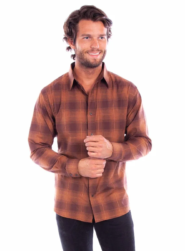 Men's Button - Down Oxford Casual Shirts in Crisp White for a Classic and Versatile StyleScully Mens Worn Outs Plaid Brown 100% Cotton L/S Shirt Men's Button - Down Oxford Casual Shirts in Crisp White for a Classic and Versatile StyleScully Mens Worn Outs Plaid Brown 100% Cotton L/S Shirt
