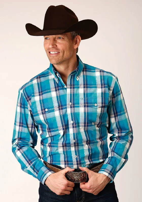 Men's Long - Line Oversized Casual Shirts in Dark Gray for a Relaxed and Modern LookRoper Mens Moon Plaid Blue Cotton Blend L/S Shirt Men's Long - Line Oversized Casual Shirts in Dark Gray for a Relaxed and Modern LookRoper Mens Moon Plaid Blue Cotton Blend L/S Shirt