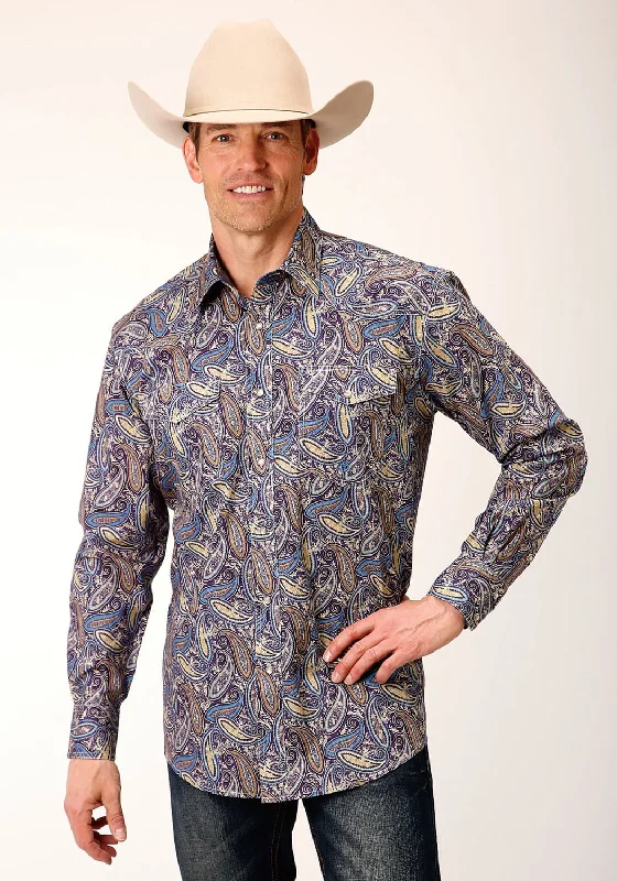 Men's Sustainable Recycled Material Casual Shirts for Eco - Conscious ConsumersRoper Mens Royal Paisley Multi-Color 100% Cotton L/S Shirt Men's Sustainable Recycled Material Casual Shirts for Eco - Conscious ConsumersRoper Mens Royal Paisley Multi-Color 100% Cotton L/S Shirt