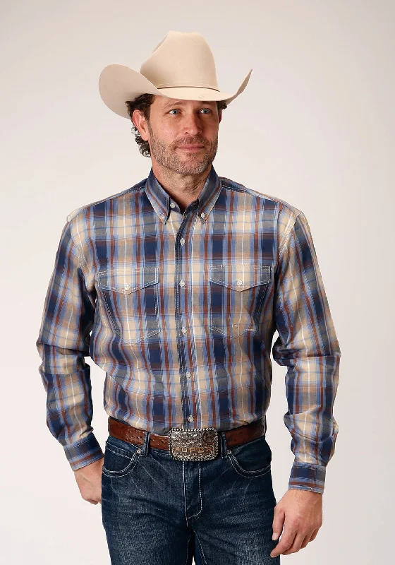 Men's Moisture - Wicking Performance Fabric Casual Shirts for Outdoor ActivitiesRoper Mens Ranch Plaid Brown 100% Cotton L/S Shirt Men's Moisture - Wicking Performance Fabric Casual Shirts for Outdoor ActivitiesRoper Mens Ranch Plaid Brown 100% Cotton L/S Shirt