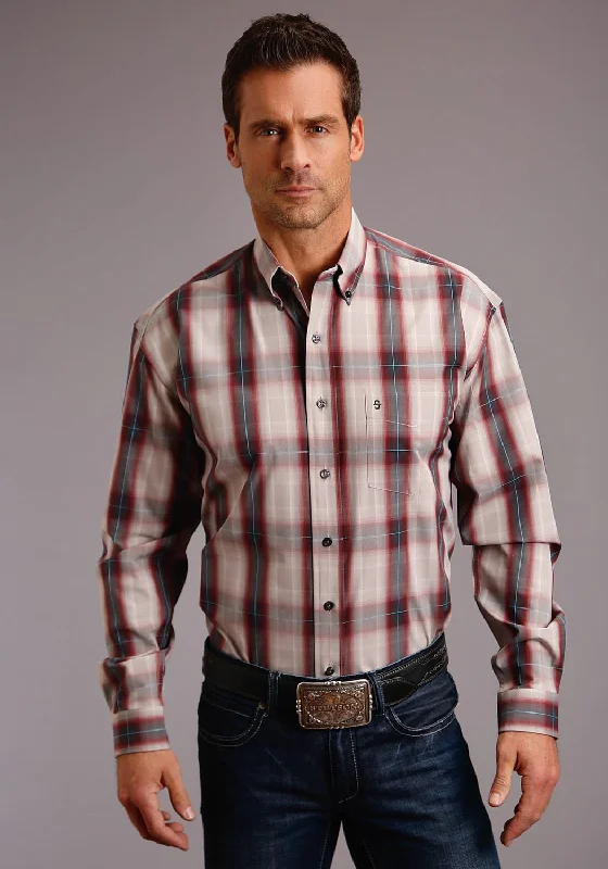 Men's Slim - Fit Printed Floral Casual Shirts in Pastel Colors for a Spring - Inspired VibeStetson Mens Red 100% Cotton Sandy Ombre BD L/S 1 Pkt Shirt Men's Slim - Fit Printed Floral Casual Shirts in Pastel Colors for a Spring - Inspired VibeStetson Mens Red 100% Cotton Sandy Ombre BD L/S 1 Pkt Shirt