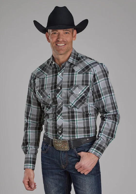 Men's Sustainable Recycled Material Casual Shirts for Eco - Conscious ConsumersRoper Mens 2105 Plaid Grey/White Cotton Blend L/S Shirt Men's Sustainable Recycled Material Casual Shirts for Eco - Conscious ConsumersRoper Mens 2105 Plaid Grey/White Cotton Blend L/S Shirt
