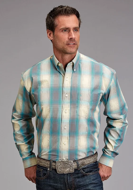 Plus Size Men's Plaid Flannel Casual Shirts in Earth Tones for a Cozy Fall OutfitStetson Mens 1927 Smoke Plaid Turquoise 100% Cotton 1 Pkt L/S Shirt Plus Size Men's Plaid Flannel Casual Shirts in Earth Tones for a Cozy Fall OutfitStetson Mens 1927 Smoke Plaid Turquoise 100% Cotton 1 Pkt L/S Shirt
