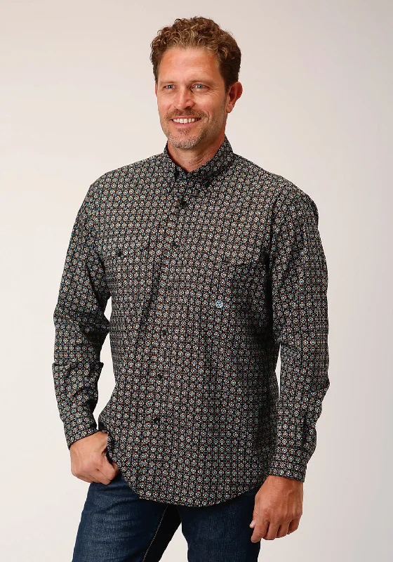 Men's Moisture - Wicking Performance Fabric Casual Shirts for Outdoor ActivitiesRoper Mens Wild West Foulard Brown 100% Cotton L/S Shirt Men's Moisture - Wicking Performance Fabric Casual Shirts for Outdoor ActivitiesRoper Mens Wild West Foulard Brown 100% Cotton L/S Shirt