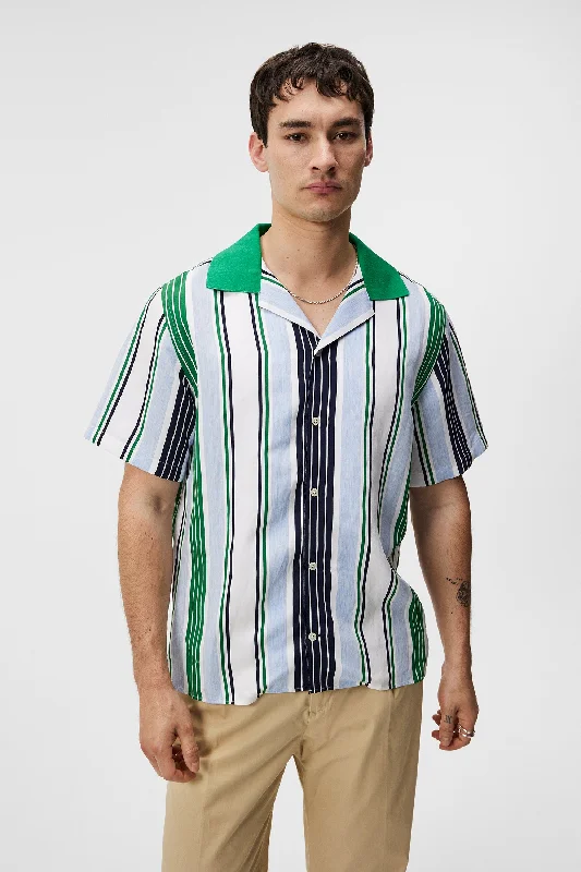 Men's Embroidered Detail Casual Shirts in Beige for a Touch of EleganceSkala Knit Collar Stripe Shirt Men's Embroidered Detail Casual Shirts in Beige for a Touch of EleganceSkala Knit Collar Stripe Shirt