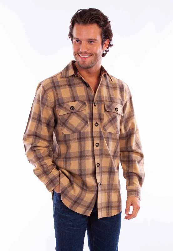 Plus Size Men's Plaid Flannel Casual Shirts in Earth Tones for a Cozy Fall OutfitScully Mens Heavyweight Flannel Tan Wool Blend L/S Shirt Plus Size Men's Plaid Flannel Casual Shirts in Earth Tones for a Cozy Fall OutfitScully Mens Heavyweight Flannel Tan Wool Blend L/S Shirt