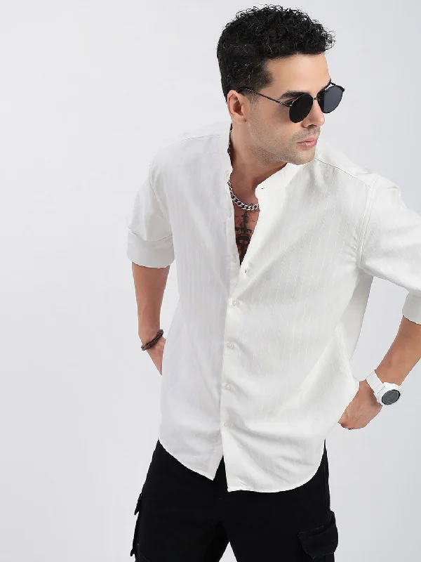 Men's Long - Line Oversized Casual Shirts in Dark Gray for a Relaxed and Modern LookMen Striped White Slim Fit Shirt Men's Long - Line Oversized Casual Shirts in Dark Gray for a Relaxed and Modern LookMen Striped White Slim Fit Shirt