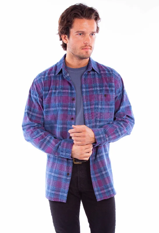Men's Embroidered Detail Casual Shirts in Beige for a Touch of EleganceScully Mens Corduroy Plaid Red/Blue 100% Cotton L/S Shirt Men's Embroidered Detail Casual Shirts in Beige for a Touch of EleganceScully Mens Corduroy Plaid Red/Blue 100% Cotton L/S Shirt