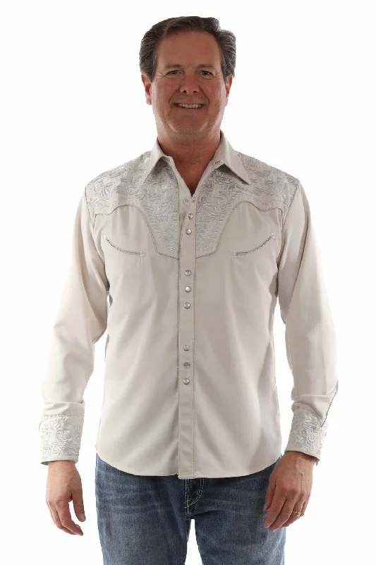Men's Tailored Fit Checkered Casual Shirts in Multicolor for a Smart - Casual EnsembleScully Mens Floral Tooled Embroidery Light Grey Poly/Rayon L/S Shirt Men's Tailored Fit Checkered Casual Shirts in Multicolor for a Smart - Casual EnsembleScully Mens Floral Tooled Embroidery Light Grey Poly/Rayon L/S Shirt
