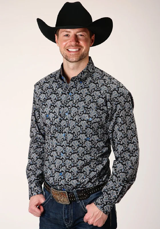 Men's Slim - Fit Printed Floral Casual Shirts in Pastel Colors for a Spring - Inspired VibeRoper Mens Black 100% Cotton Starry Night Paisley BD L/S Btn Shirt Men's Slim - Fit Printed Floral Casual Shirts in Pastel Colors for a Spring - Inspired VibeRoper Mens Black 100% Cotton Starry Night Paisley BD L/S Btn Shirt