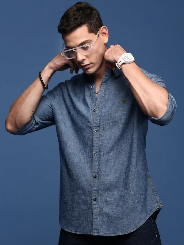 Men's Button - Down Oxford Casual Shirts in Crisp White for a Classic and Versatile StyleMen Solid Blue Slim Fit Shirt Men's Button - Down Oxford Casual Shirts in Crisp White for a Classic and Versatile StyleMen Solid Blue Slim Fit Shirt