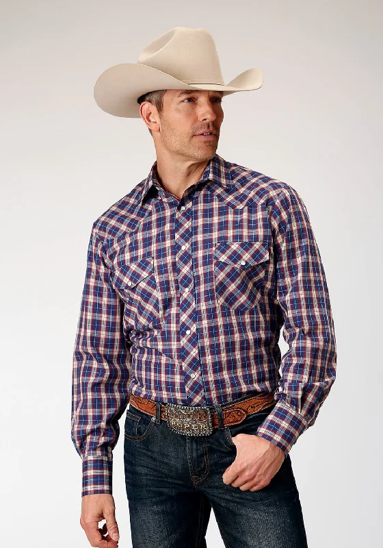 Men's Long - Line Oversized Casual Shirts in Dark Gray for a Relaxed and Modern LookRoper Mens Cream Windowpane Blue Cotton Blend L/S Shirt Men's Long - Line Oversized Casual Shirts in Dark Gray for a Relaxed and Modern LookRoper Mens Cream Windowpane Blue Cotton Blend L/S Shirt