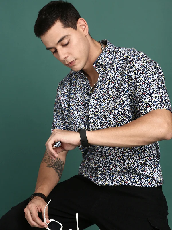 Men's Sustainable Recycled Material Casual Shirts for Eco - Conscious ConsumersMen Floral Multi Slim Fit Shirt Men's Sustainable Recycled Material Casual Shirts for Eco - Conscious ConsumersMen Floral Multi Slim Fit Shirt