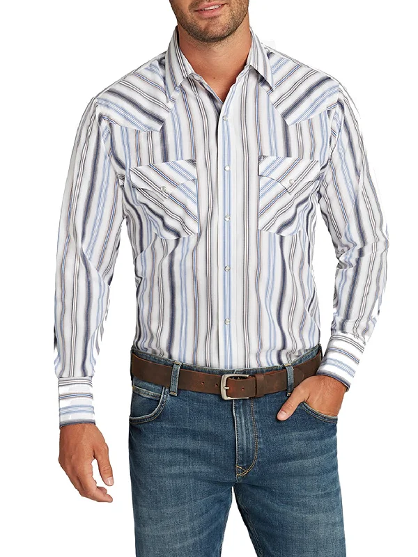 Men's Distressed Denim Casual Shirts with Frayed Edges for a Trendy and Rugged LookEly and Walker Mens Striped Snap White Poly/Cotton L/S Shirt Men's Distressed Denim Casual Shirts with Frayed Edges for a Trendy and Rugged LookEly and Walker Mens Striped Snap White Poly/Cotton L/S Shirt