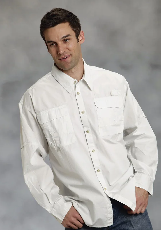 Men's Moisture - Wicking Performance Fabric Casual Shirts for Outdoor ActivitiesRoper Mens Fishing Guide White 100% Cotton L/S Shirt Men's Moisture - Wicking Performance Fabric Casual Shirts for Outdoor ActivitiesRoper Mens Fishing Guide White 100% Cotton L/S Shirt