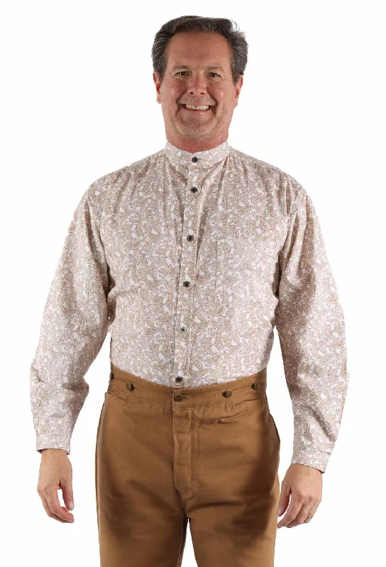 Men's Embroidered Detail Casual Shirts in Beige for a Touch of EleganceScully Mens Paisley Flower Retro Ivory 100% Cotton L/S Shirt Men's Embroidered Detail Casual Shirts in Beige for a Touch of EleganceScully Mens Paisley Flower Retro Ivory 100% Cotton L/S Shirt