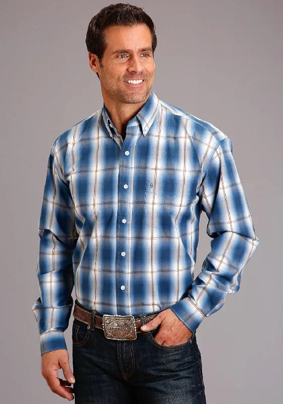 Men's Wrinkle - Resistant Polyester Blend Casual Shirts for Easy Travel and MaintenanceStetson Mens Blue 100% Cotton Indigo Ombre BD L/S 1 Pocket Shirt Men's Wrinkle - Resistant Polyester Blend Casual Shirts for Easy Travel and MaintenanceStetson Mens Blue 100% Cotton Indigo Ombre BD L/S 1 Pocket Shirt
