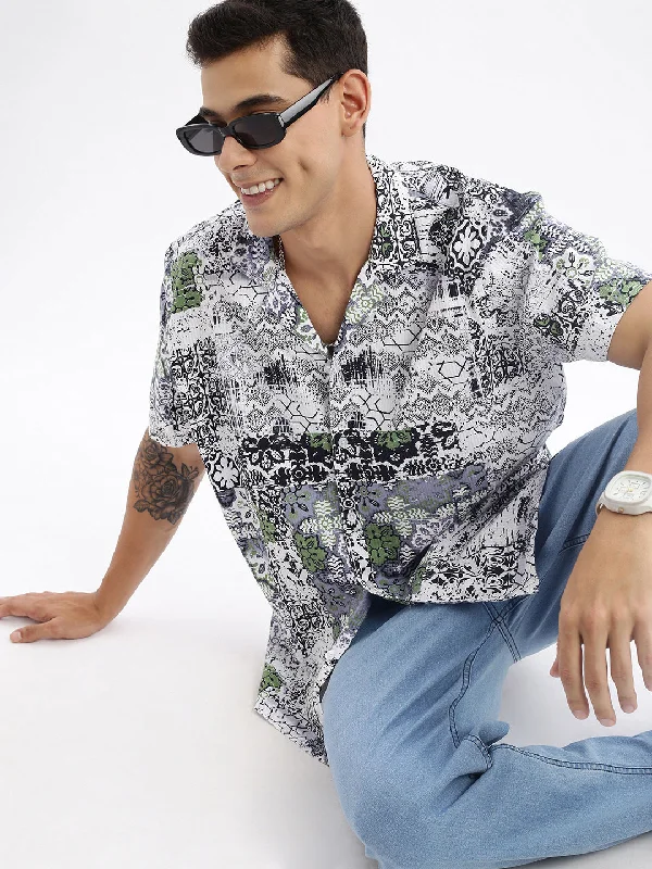 Men's Tailored Fit Checkered Casual Shirts in Multicolor for a Smart - Casual EnsembleMen Cuban Collar Abstract Relaxed Fit Multi Shirt Men's Tailored Fit Checkered Casual Shirts in Multicolor for a Smart - Casual EnsembleMen Cuban Collar Abstract Relaxed Fit Multi Shirt