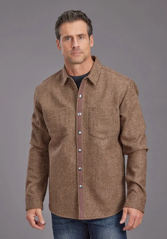 Men's Tailored Fit Checkered Casual Shirts in Multicolor for a Smart - Casual EnsembleStetson Mens Herringbone Jacket Brown Poly/Wool L/S Shirt Men's Tailored Fit Checkered Casual Shirts in Multicolor for a Smart - Casual EnsembleStetson Mens Herringbone Jacket Brown Poly/Wool L/S Shirt