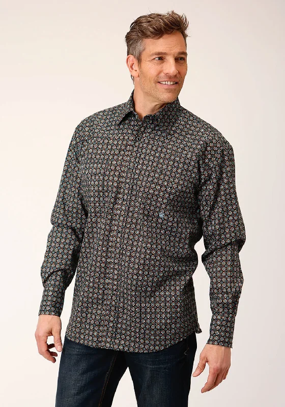 Men's Wrinkle - Resistant Polyester Blend Casual Shirts for Easy Travel and MaintenanceRoper Mens Wild West Foulard Brown 100% Cotton L/S Shirt Men's Wrinkle - Resistant Polyester Blend Casual Shirts for Easy Travel and MaintenanceRoper Mens Wild West Foulard Brown 100% Cotton L/S Shirt