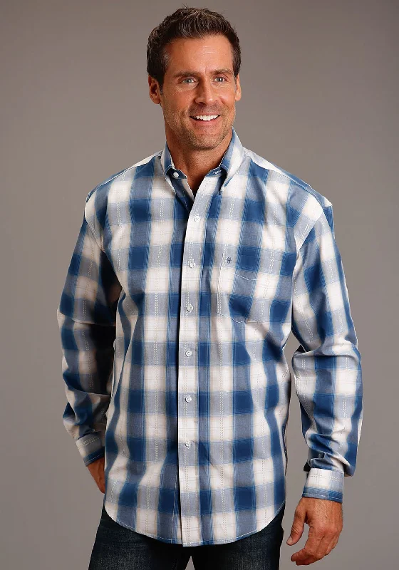 Men's Linen Blend Casual Shirts with Roll - Up Sleeves for a Summer Beach LookStetson Mens Gold Ombre Blue 100% Cotton L/S Shirt Men's Linen Blend Casual Shirts with Roll - Up Sleeves for a Summer Beach LookStetson Mens Gold Ombre Blue 100% Cotton L/S Shirt