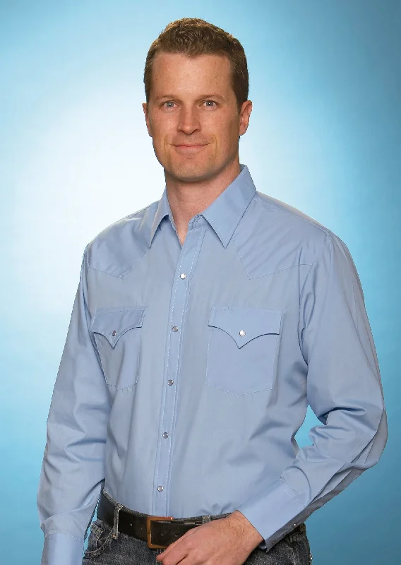 Men's Sustainable Recycled Material Casual Shirts for Eco - Conscious ConsumersEly & Walker Mens Solid Light Blue Western Shirt L/S Poly/Cotton Men's Sustainable Recycled Material Casual Shirts for Eco - Conscious ConsumersEly & Walker Mens Solid Light Blue Western Shirt L/S Poly/Cotton