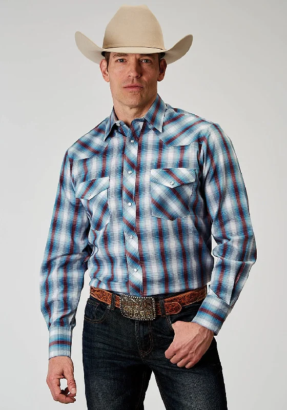 Men's Embroidered Detail Casual Shirts in Beige for a Touch of EleganceRoper Mens 1973 Americana Plaid Grey Cotton Blend L/S Shirt Men's Embroidered Detail Casual Shirts in Beige for a Touch of EleganceRoper Mens 1973 Americana Plaid Grey Cotton Blend L/S Shirt