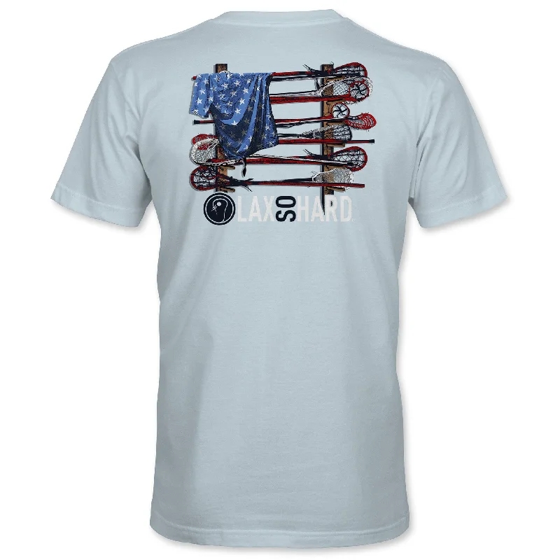 Plus Size Men's Striped Chambray Casual Shirts with a Spread Collar for a Preppy AppearanceBoys Lacrosse Stick American Flag - Blue Plus Size Men's Striped Chambray Casual Shirts with a Spread Collar for a Preppy AppearanceBoys Lacrosse Stick American Flag - Blue