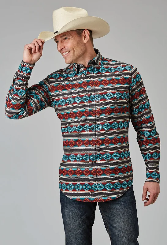 Men's Graphic - Printed Casual Shirts with Pop - Culture References for a Fun and Stylish LookRoper Mens 1898 Aztec Stripe Red 100% Cotton L/S Shirt Men's Graphic - Printed Casual Shirts with Pop - Culture References for a Fun and Stylish LookRoper Mens 1898 Aztec Stripe Red 100% Cotton L/S Shirt